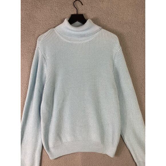 NOVAMEN Light Blue Turtleneck Sweater Polyester Cozy Knit Top Size Large - Picture 5 of 13